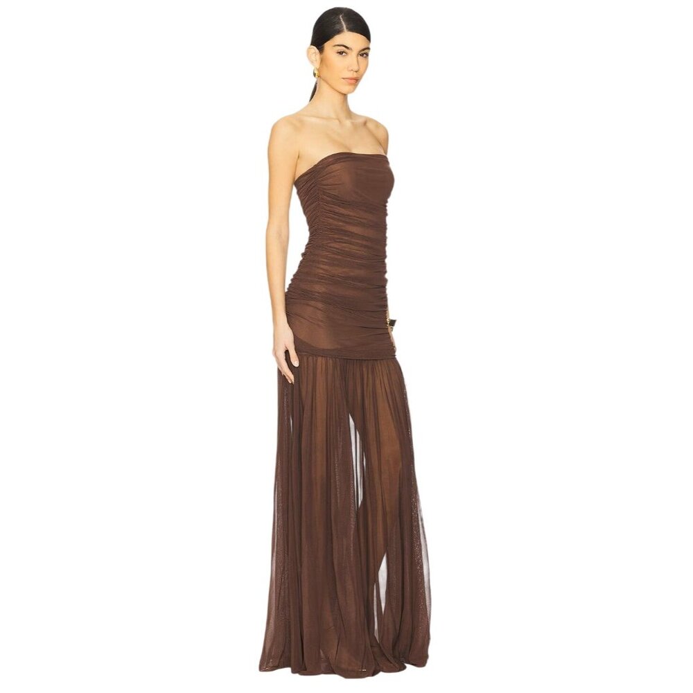 Retrofete Strapless Brown Maxi Dress - Picture 2 of 14